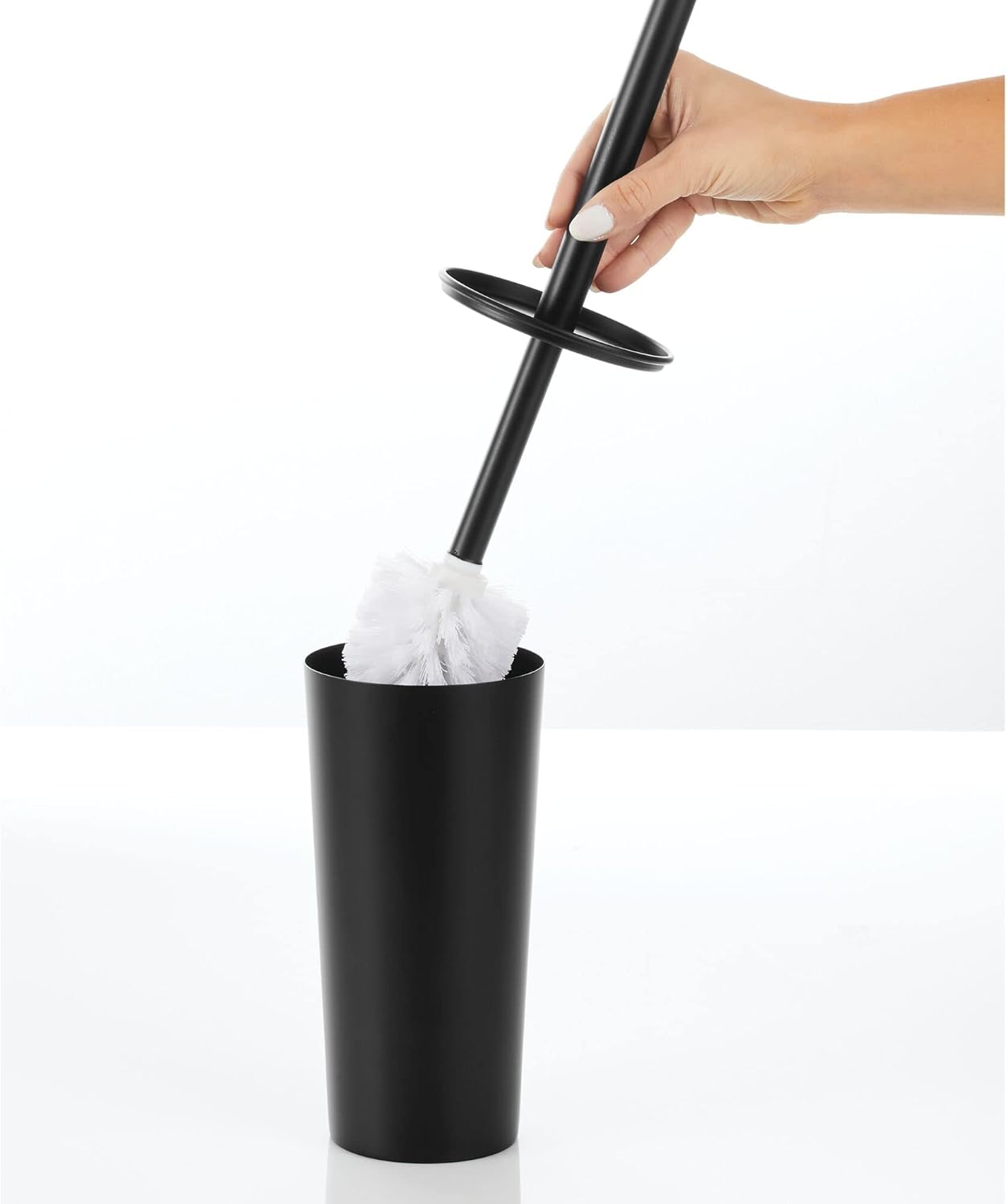 mDesign Toilet Brush Step Trash Can Combo Set 1