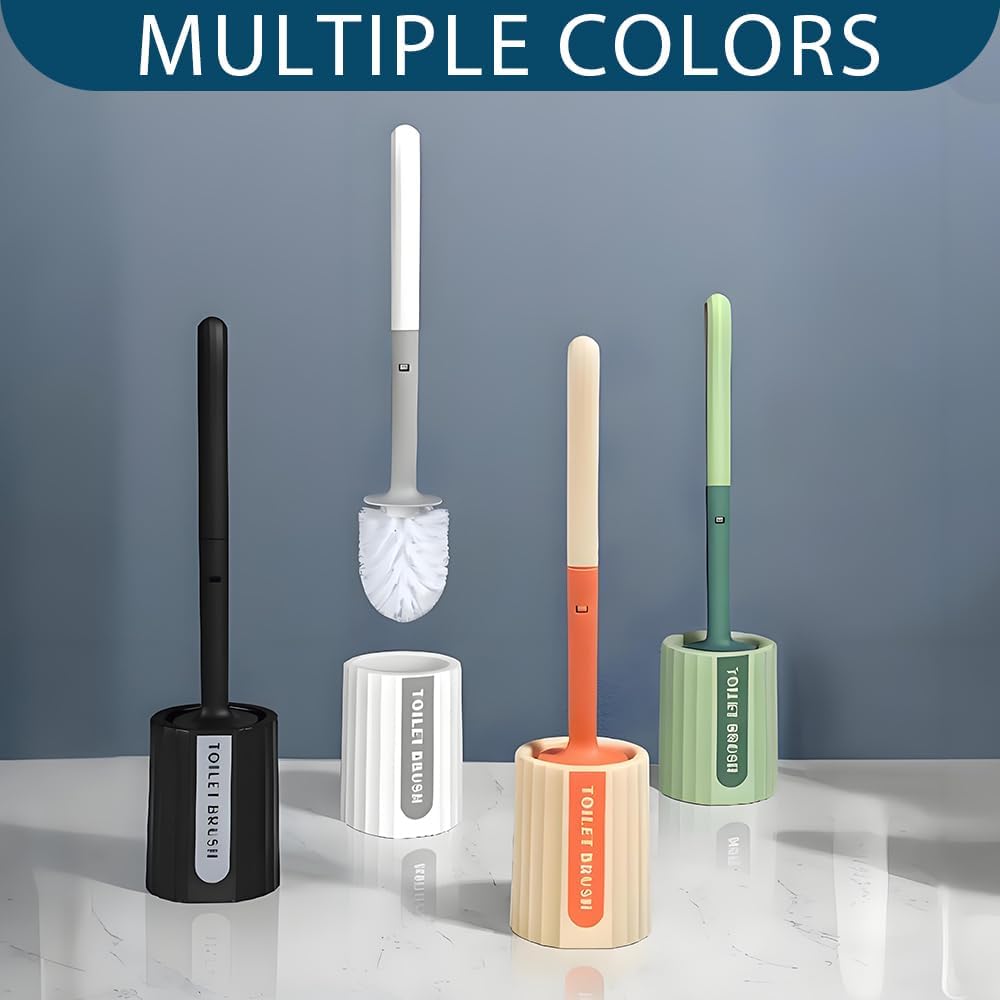Zopkrts Long Handle Toilet Brush with Holder Set - Durable Easy to Clean Modern Bathroom Accessory