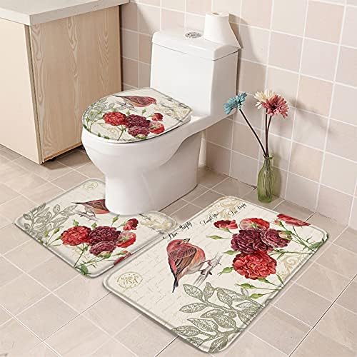 YESOF66 3 Piece Bathroom Rug Set with Non-Slip Padding
