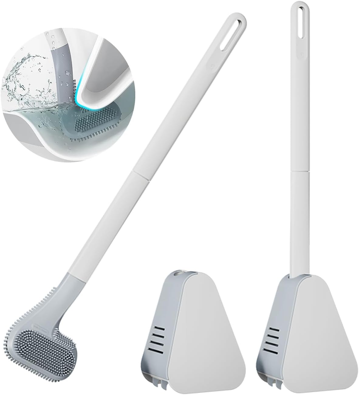 Ymombest 2 Pack Toilet Brush with Holder Flexible Silicone 360 Degree Cleaning Brush Set