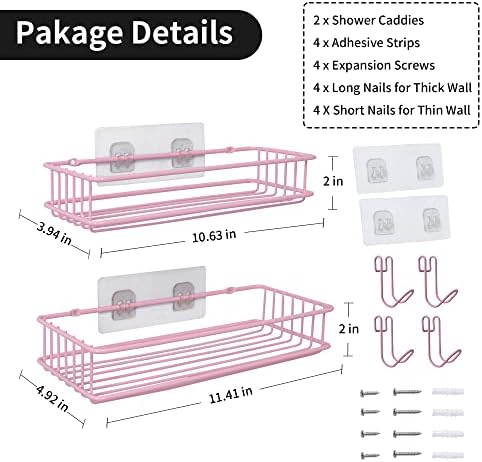 TONLEA 2-Pack Shower Caddy with Hooks Pink 1