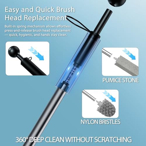 YINGMORE Toilet Brush and Holder Set with Pumice Stone