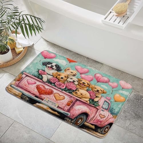 Valentines Day Bath Mat with Funny Dog Design