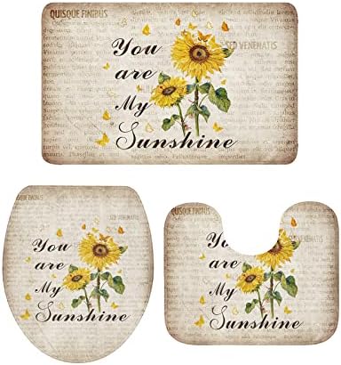 YESOF66 3-Piece Bathroom Rug Set with Non-Slip Mats