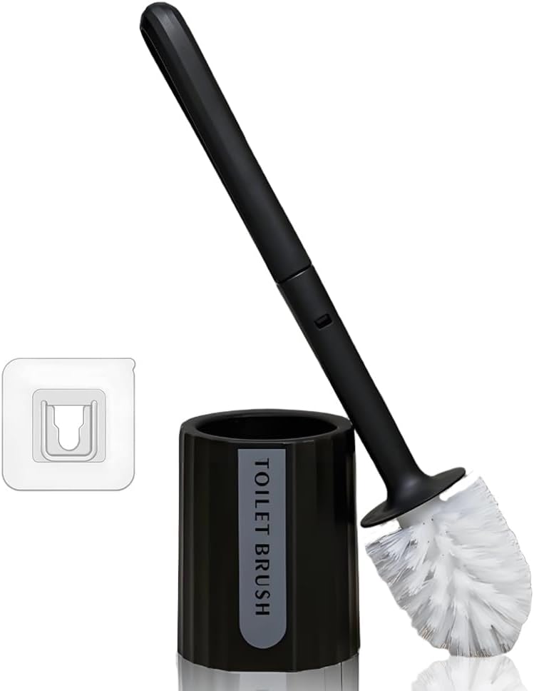 Zopkrts Long Handle Toilet Brush with Holder Set - Durable Easy to Clean Modern Bathroom Accessory