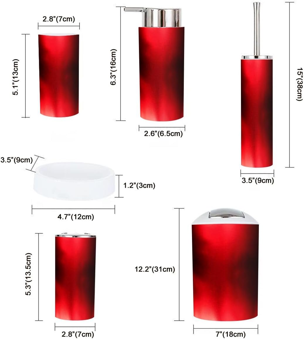 Boho Abstract Red Bathroom Accessory Set 6 Piece 1