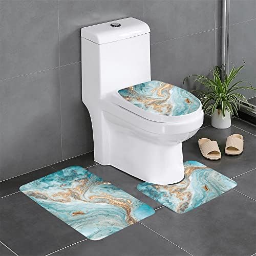 Luxury Turquoise Marble 3 Piece Bath Mat Set