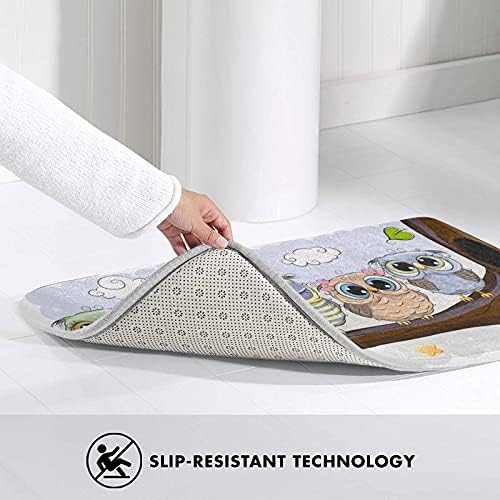 Echoserein Cute Owl Bath Mat Rug for Bathroom