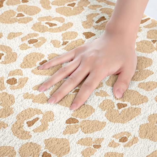 Castle Fairy Light Brown Leopard Print Bath Mat Non-Slip Absorbent 16x24 Floor Mat for Home