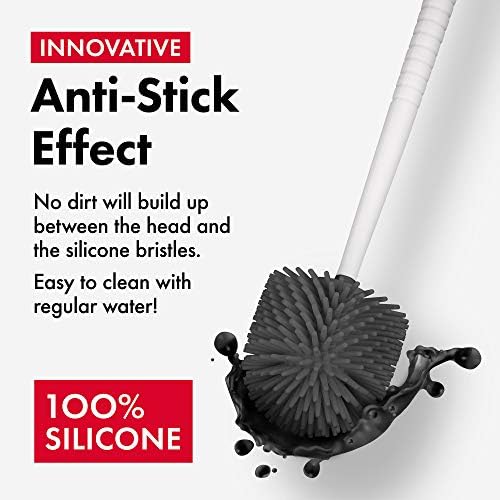 Tyroler Bright Tools Toilet Brush Set with Silicone Bristles and Holder