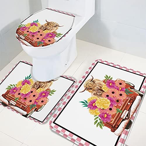 YESOF66 3 Piece Bathroom Rugs Set with U-Shaped Mat