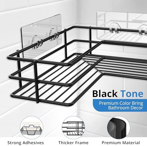 Innoshopp Corner Shower Caddy 3 Pack with 4 Hooks and Soap Holder