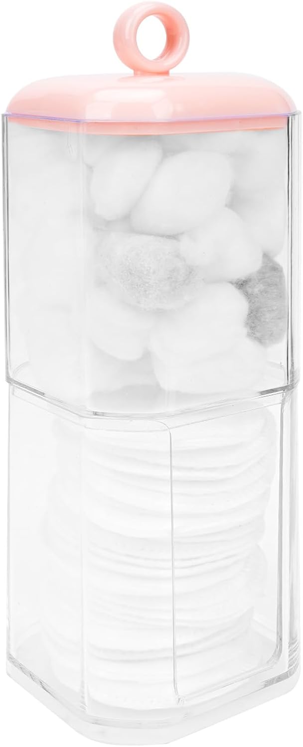 Double Layer Cotton Swab Holder Dispenser Pink