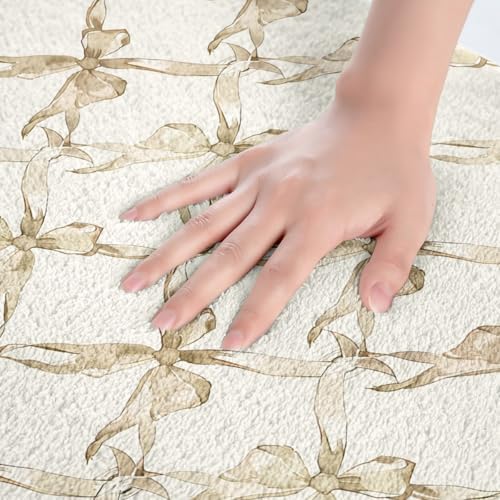 Jejeloiu Beige Bow Bath Mat 16x24 Inch Non-Slip
