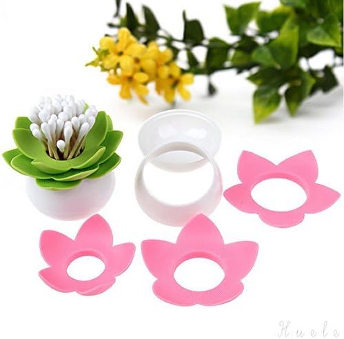 2-Pack Lotus Flowers Cotton Swab Holder Green Pink