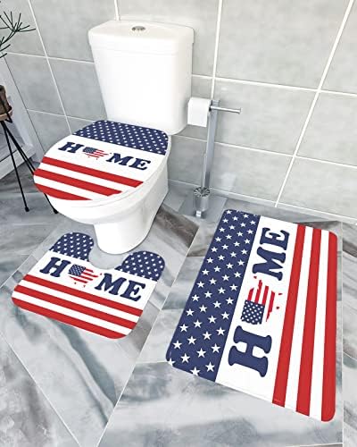 3 Piece Bathroom Rug Set with Non-Slip Toilet Cover
