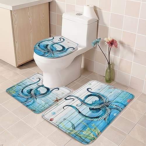 YESOF66 3 Piece Bathroom Rug Set with Non-Slip Backing