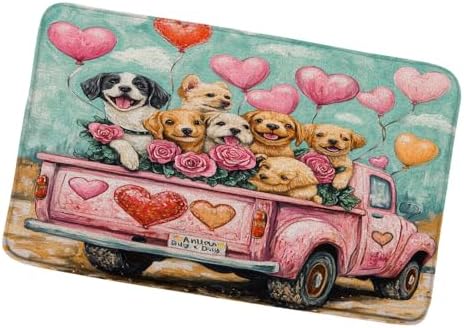 Valentines Day Bath Mat with Funny Dog Design
