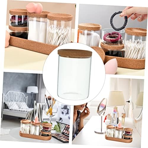 VINTORKY Bamboo Lid Storage Jar for Cotton Balls and Swabs 1