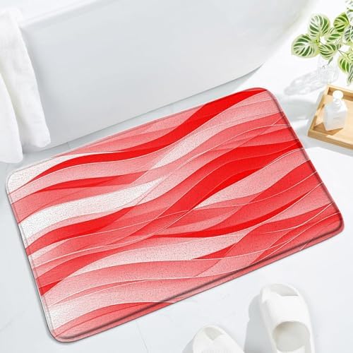 JWJAMM Red White Stripes Bath Mat 16x24 Inch