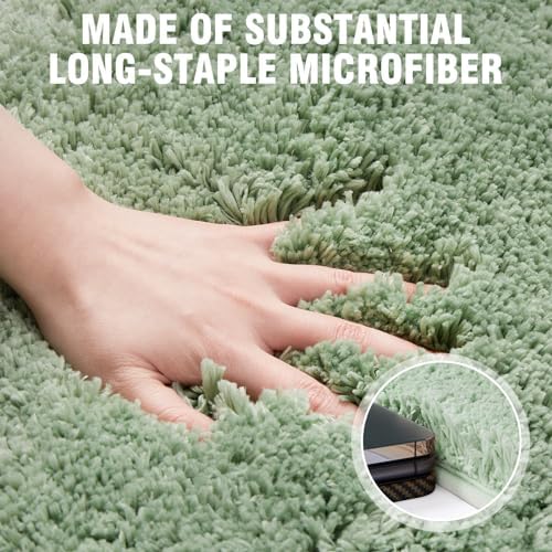 TECHMILLY Super Soft Shaggy Bath Rug 24x36 Sage