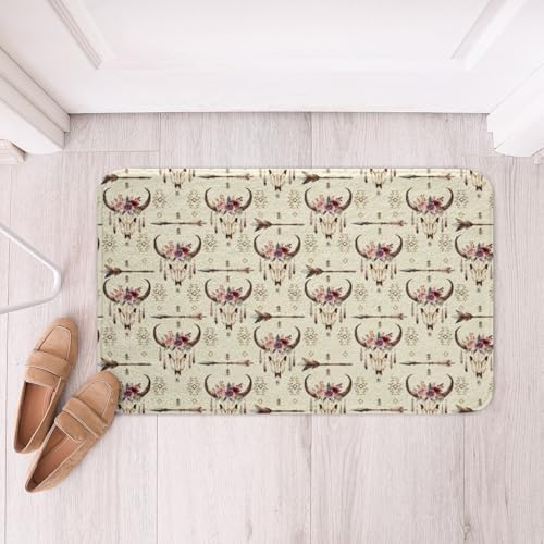 Feelyou Western Longhorn Cow Skull Bath Rug for Kids 16x24