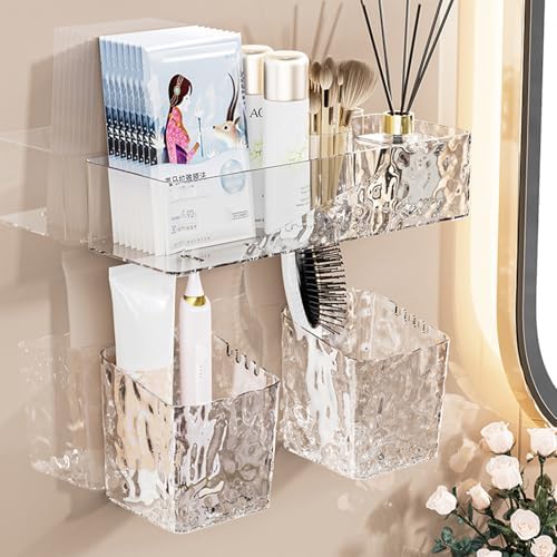 Lae Nuvole Clear-Small Wall Mounted Shower Caddy Organizer 2 Pack