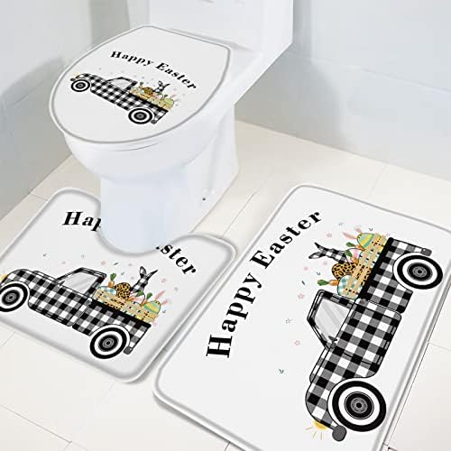 YESOF66 3 Piece Bathroom Rug Set with Non-Slip U Shaped Cover