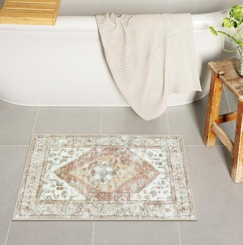 Uphome Boho Bath Rug Khaki Plush Non-Slip