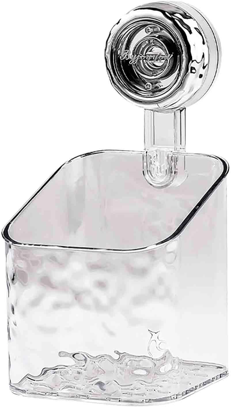 Clear Shower Caddy with Suction Cups and Rose Gold Fittings
