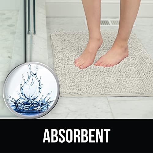 KANGAROO Chenille Bath Rug Shaggy Shower Mat 24x17 Cream