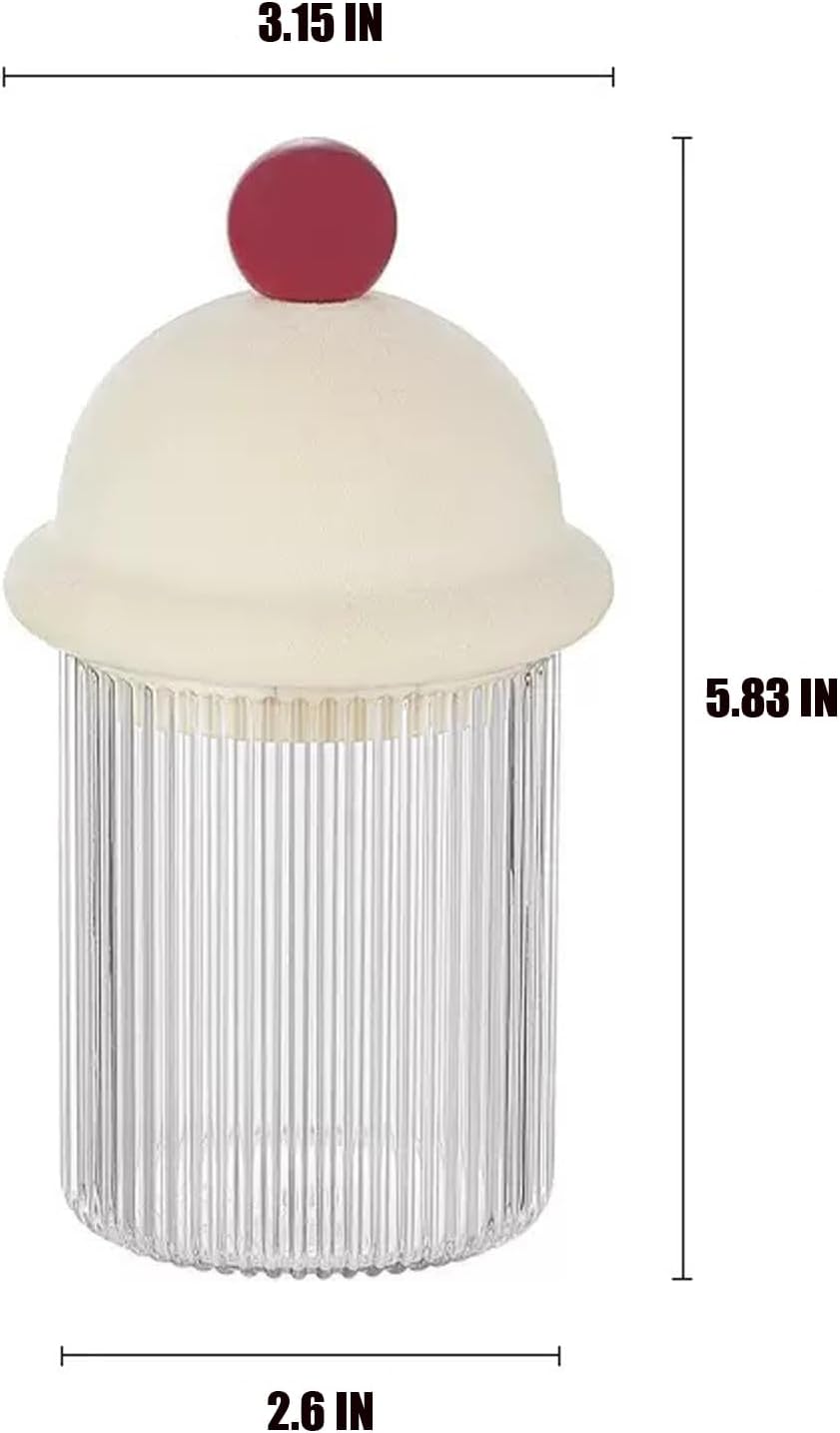2 Pack Q-Tip Holder Dispenser with Lids for Cotton Swabs Floss Picks Bathroom Essentials Vanity Storage Red