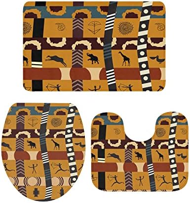 YESOF66 3 Piece Bathroom Rugs Set with Non-Slip Design and Elephant Pattern