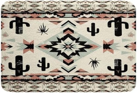 Erosebridal Cactus Pattern Bath Mat 16x24 Non-Slip