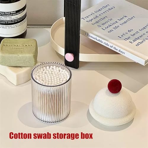 2 Pack Q-Tip Holder Dispenser with Lids for Cotton Swabs Floss Picks Bathroom Essentials Vanity Storage Red