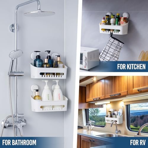 DUORAN Suction Shower Caddy Organizer White