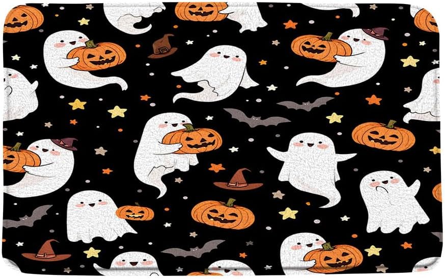 Halloween Ghost Pumpkin Bath Rug 16x24 Inch