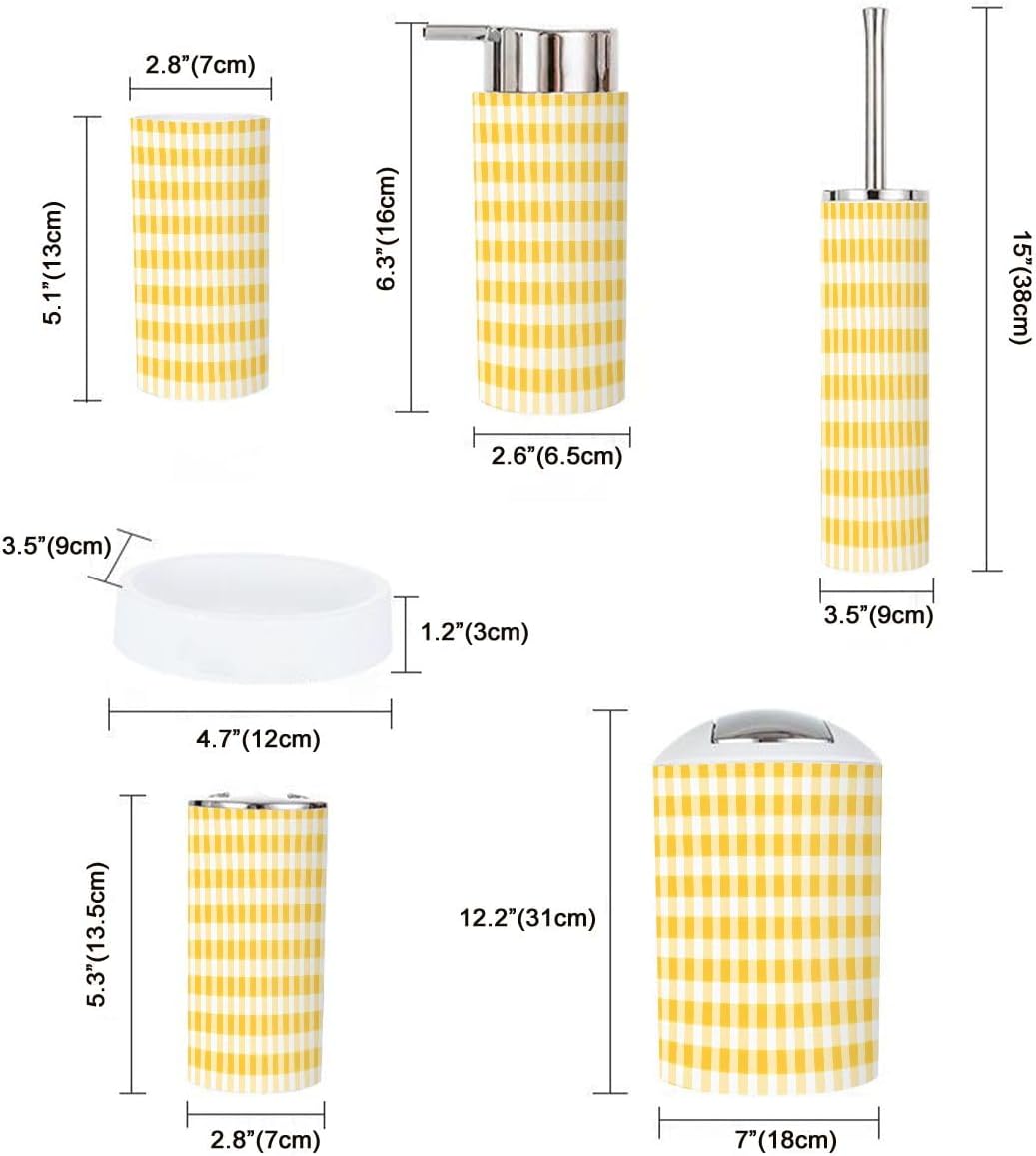 Boho Gingham Bathroom Accessory Set 6 Piece