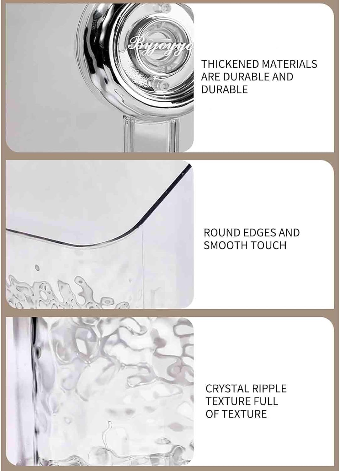 Clear Shower Caddy with Suction Cups and Rose Gold Fittings