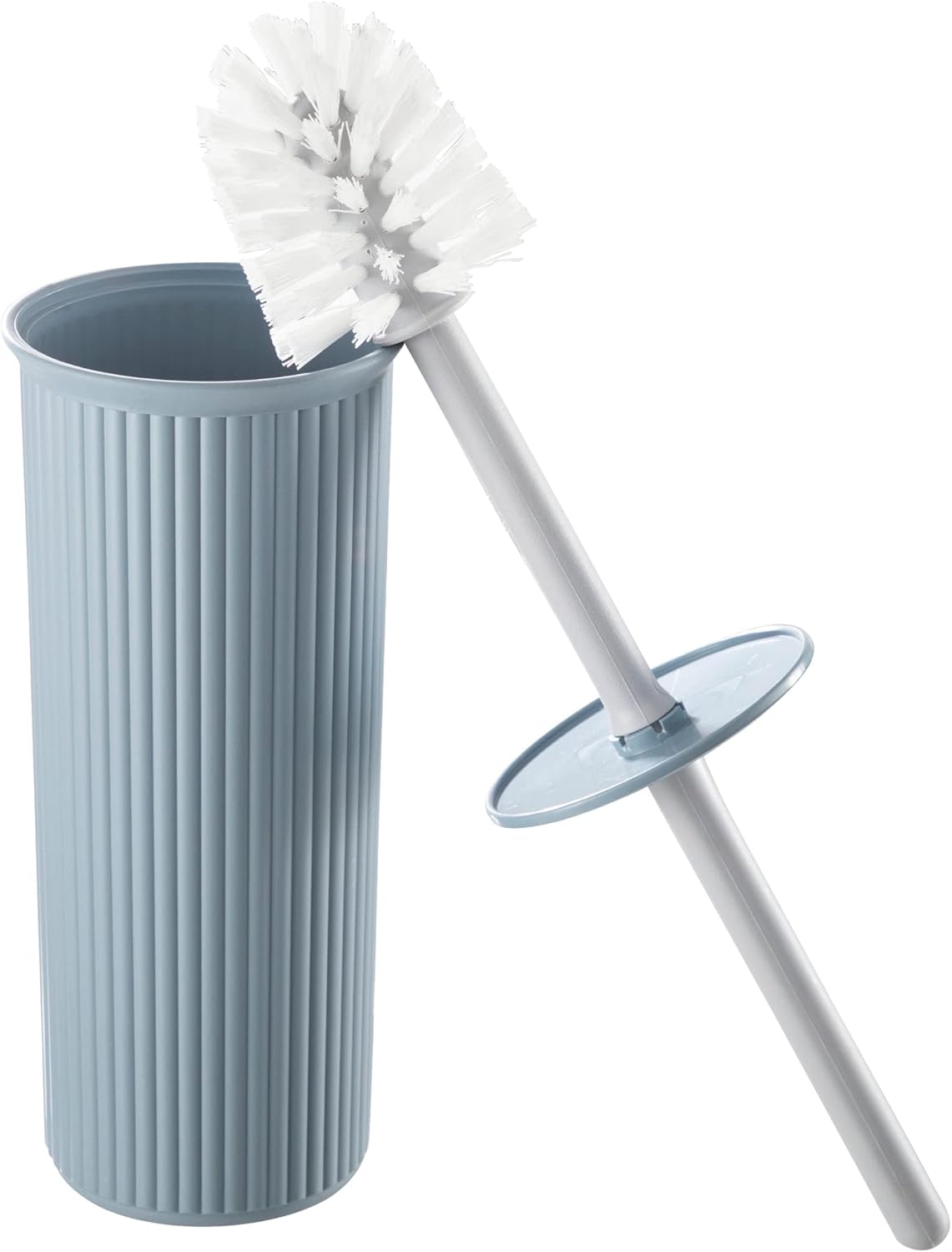 Superio Ribbed Toilet Brush with Holder Set Blue 1