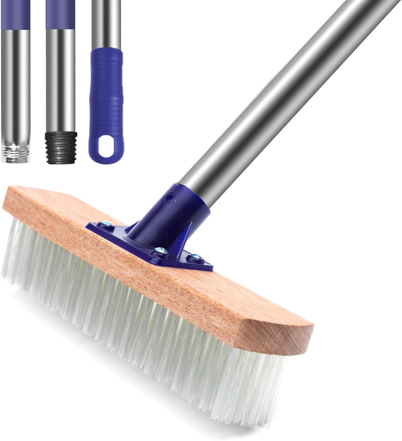 MEIBEI Floor Scrub Brush with Long Beechwood Handle