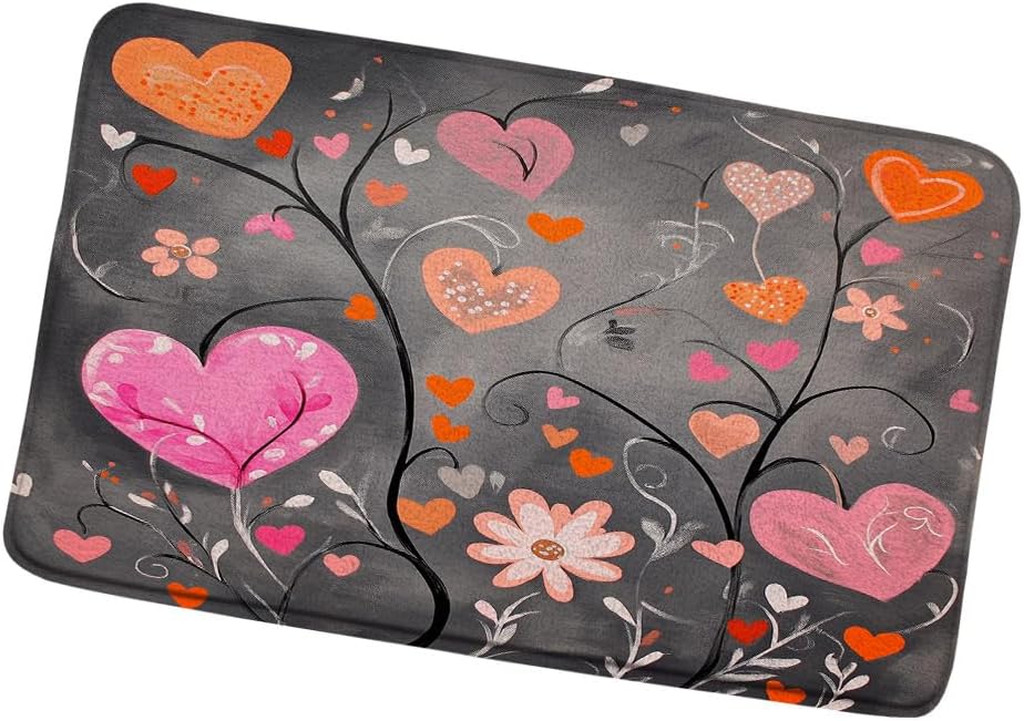 ZZYSKS Valentine Bath Mat 16x24 Inch Pink Love Hearts
