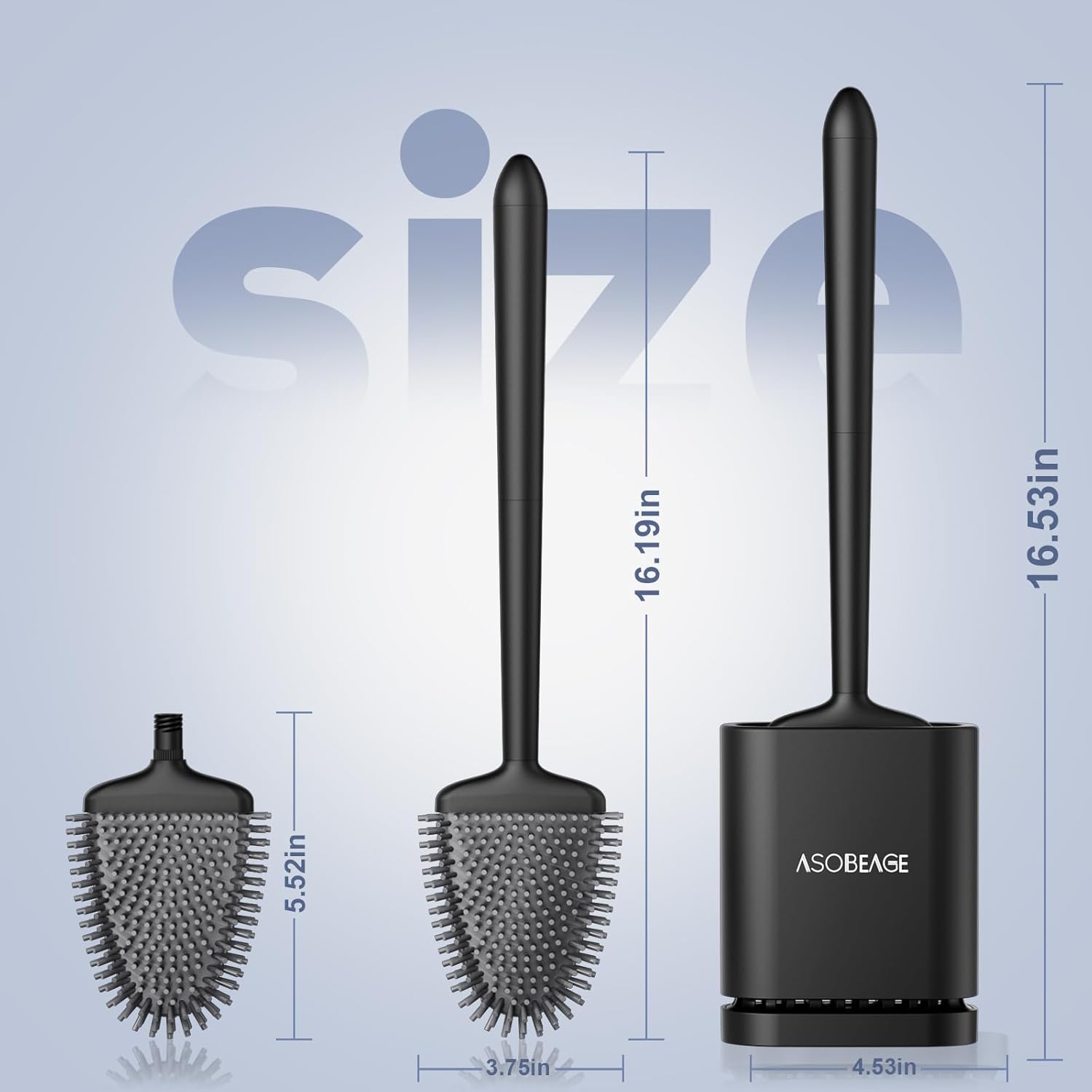 ASOBEAGE Deep Cleaner Toilet Brush with No-Slip Handle and Quick Drying Holder