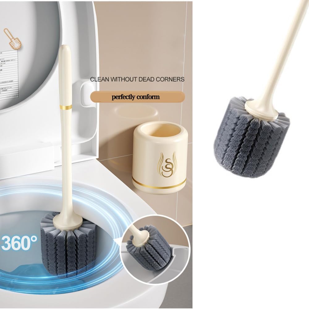 FUXINGQIYE Toilet Brush and Holder Set with Silicone Head