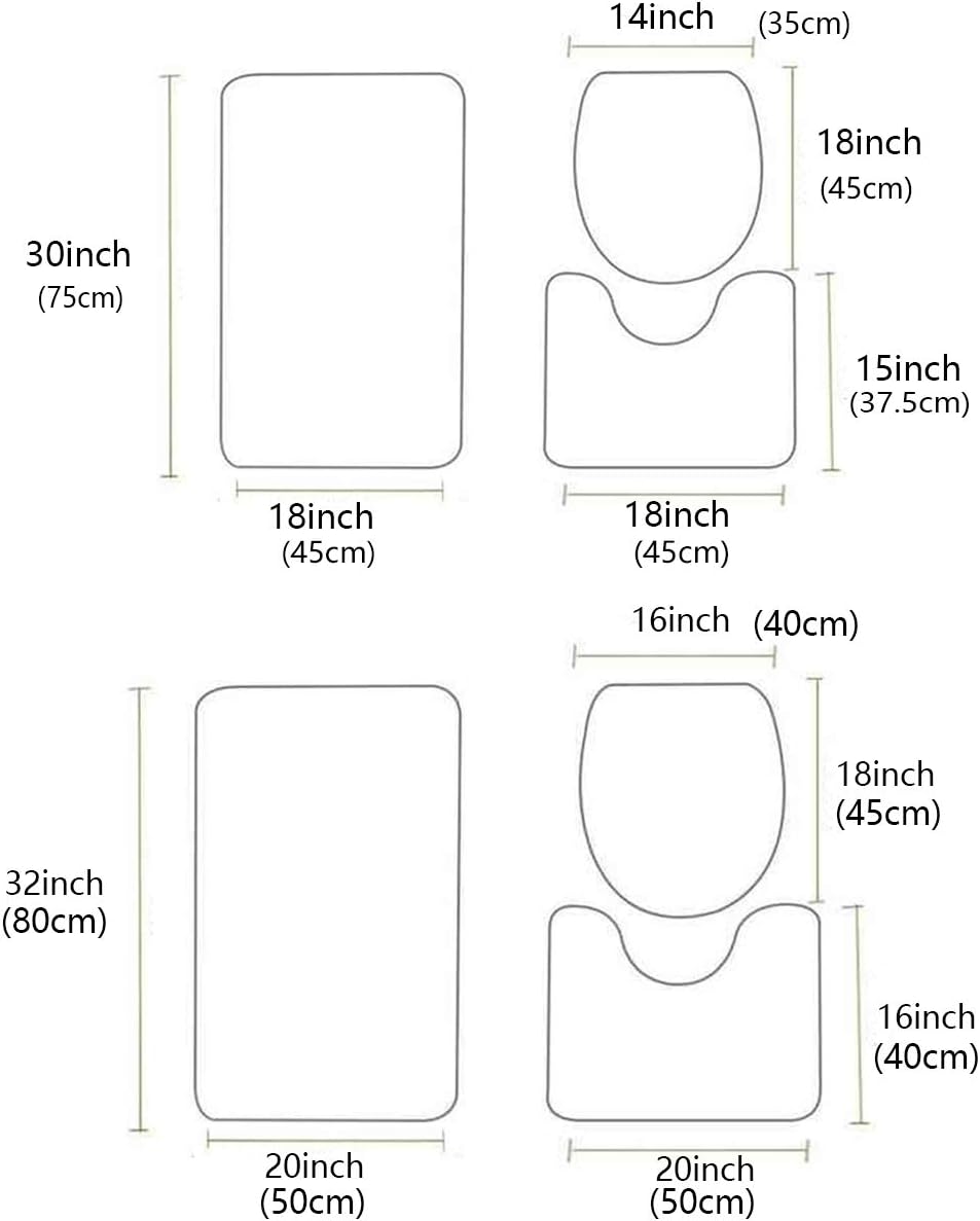 YESOF66 3 Piece Bathroom Rug Set Non-Slip 1
