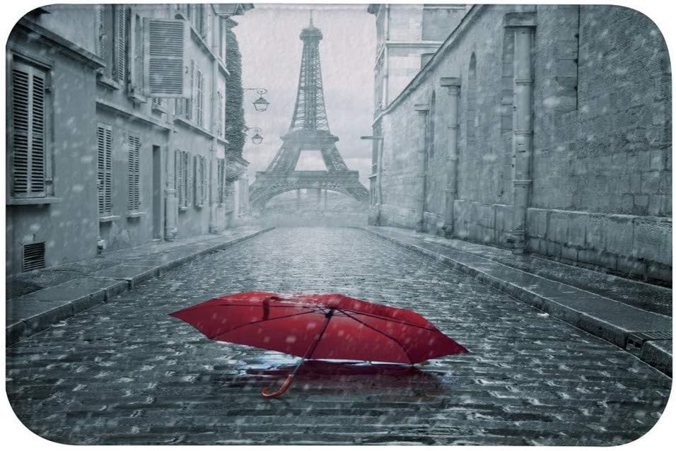 AMonamour Eiffel Tower View Bath Rug 40x60cm