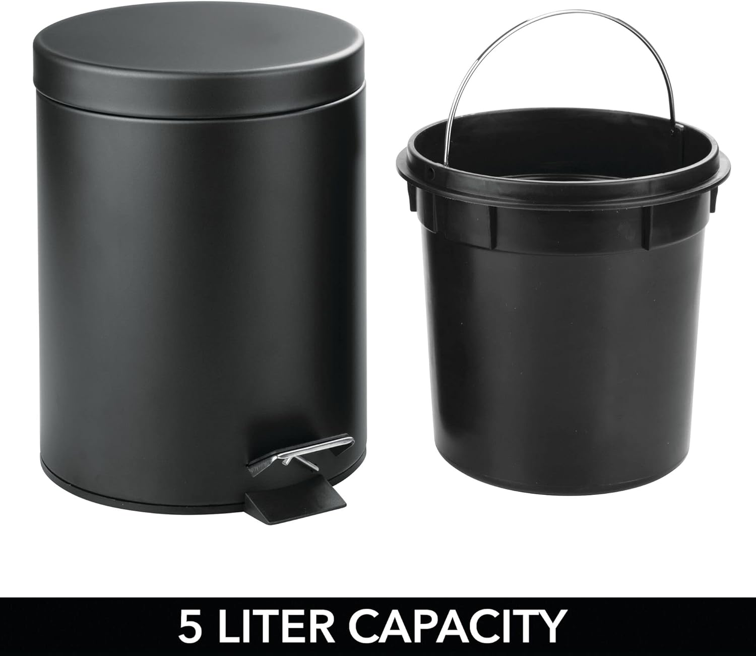 mDesign Toilet Brush Step Trash Can Combo Set 1