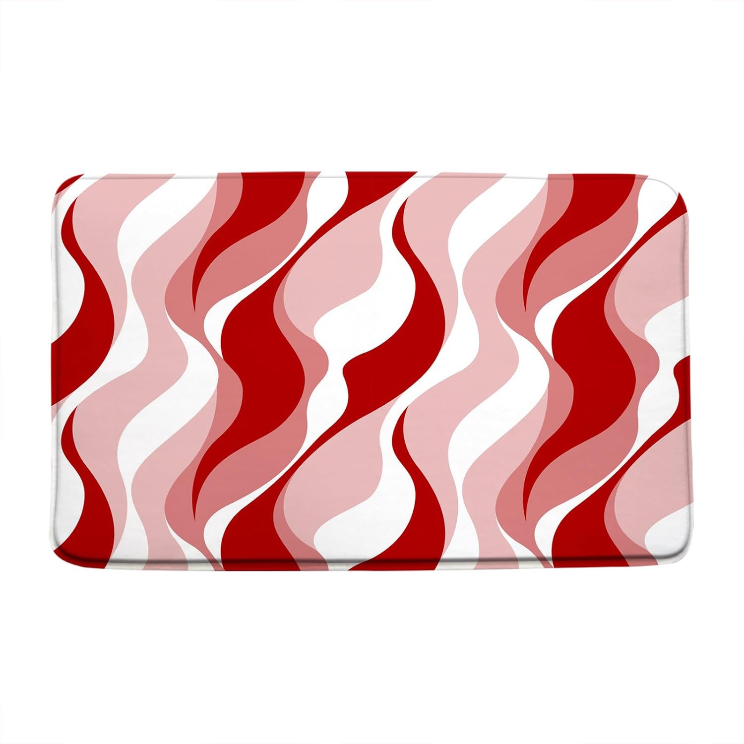 Burgundy White Wave Bath Mat Boho Design