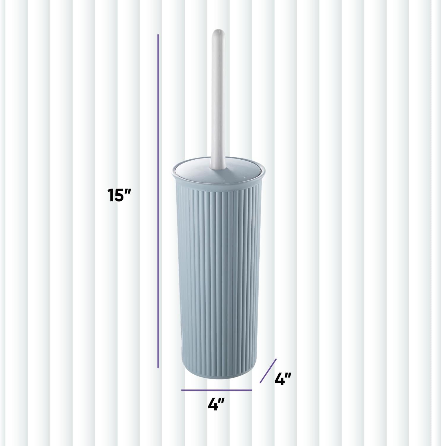 Superio Ribbed Toilet Brush with Holder Set Blue 1