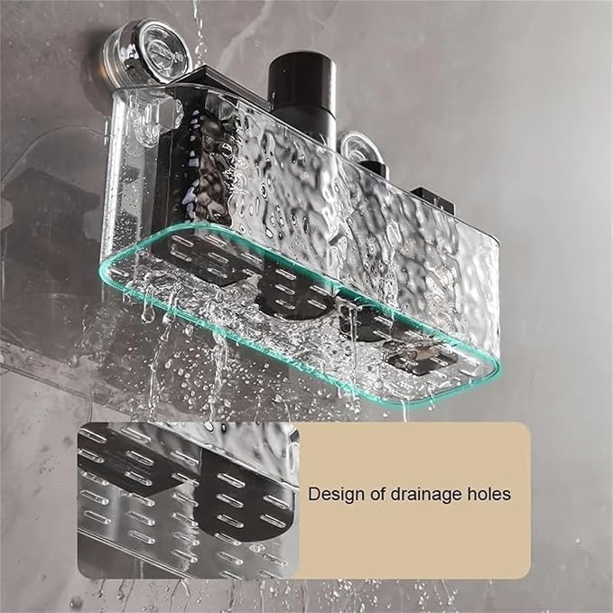 Clear Acrylic Suction Cup Shower Caddy - Small Size Wall Mounted No Drilling